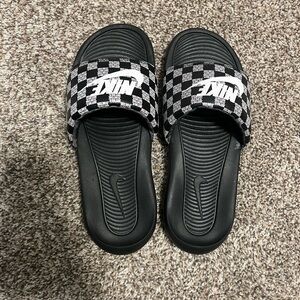 Nike Black Check Slide Sandals
